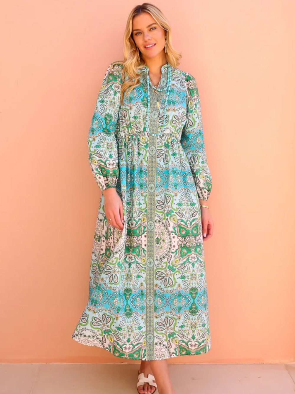 Everyone Loves The Weekend East Hampton Dress 100% Cotton Paisley XS New - Picture 2 of 10